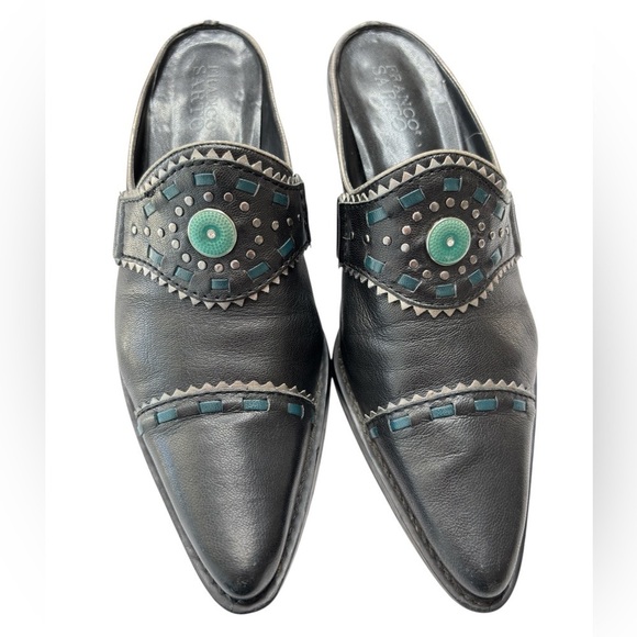 Franco Sarto Leather Western Mules With Pointed Toe Shoe Sz 7 Equestrian Rodeo - Picture 4 of 15